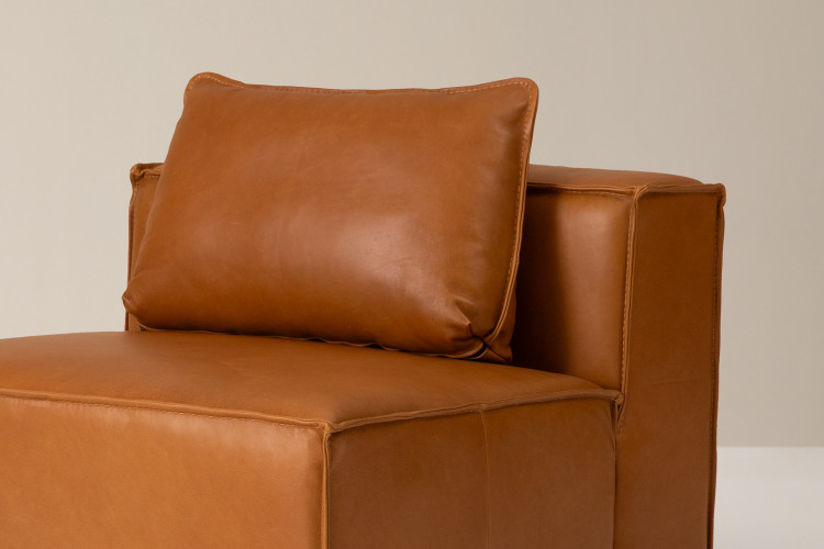 Montclair-Leather 1Div No Arms-Desert Tan Modular Unit - Add-On - 1