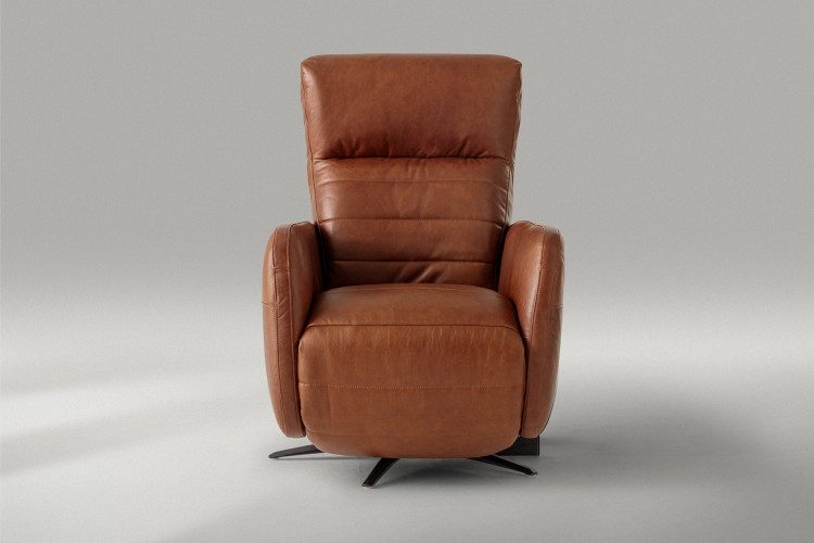 Dixon Electric Single Leather Recliner - Burnt Tan Single Recliners - 1
