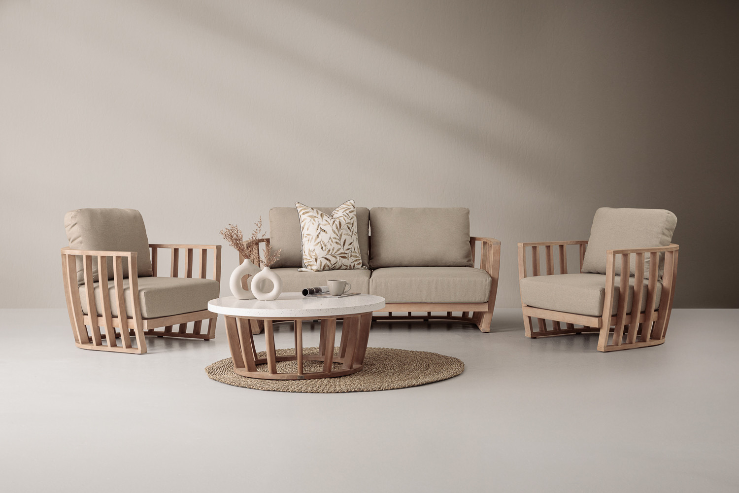 St Lucia Patio Lounge Set - Taupe For Sale | Cielo