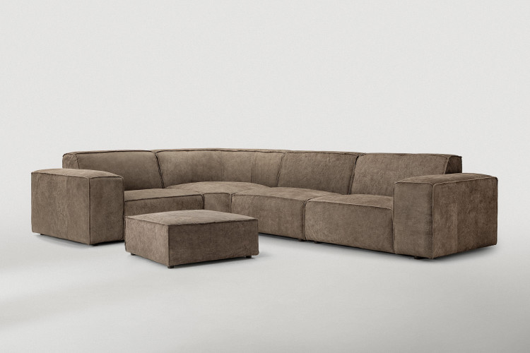 Jagger Leather Modular - Corner Couch With Ottoman - Dune Leather Corner Couches - 1