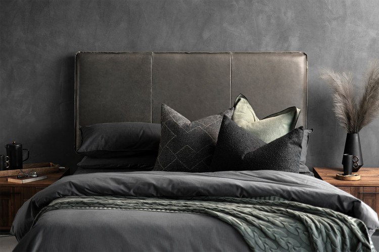 Matlock Leather Headboard - Double - Charcoal Double Headboards - 1