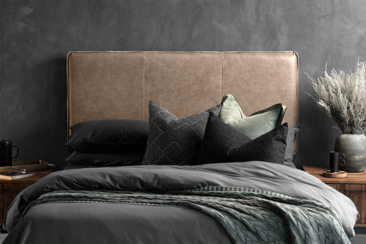 Matlock Leather Headboard - Double - Smoke Double Headboards - 1
