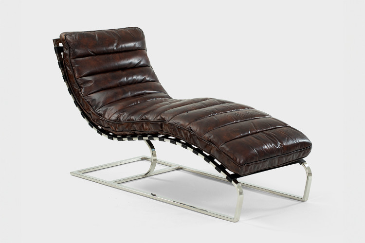 Morello Leather Lounger - Vintage Dark Brown Leather Loungers - 1