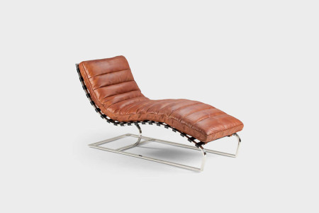 Morello Chaise Vintage Brown Leather Lounger -