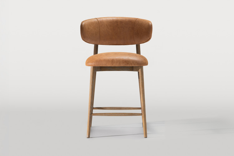 Mallory Leather Counter Bar Stool - Whiskey Dining Chairs - 1