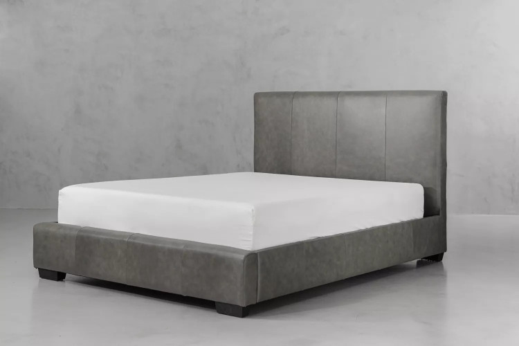 Sienna Leather Bed - Carbon Grey - Queen Queen Size Beds - 1