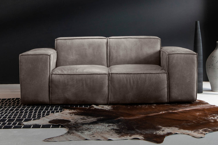Jagger 2-Seater Leather Couch - Graphite Leather Couches - 1