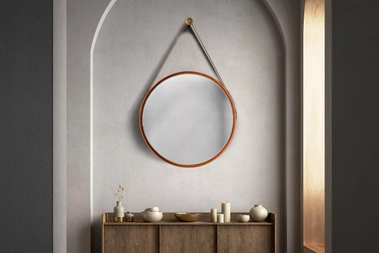 Nyla Leather Framed Mirror - Large Mirrors - 1
