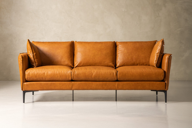 Everly 3-Seater Leather Couch - Whiskey 3 - Seater Couches - 1