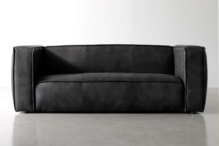 Jayhawk 3-Seater Leather Couch - Lead 3 Seater Leather Couches - 1