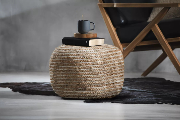 Zale Handmade Ottoman - Natural & White Ottomans - 1