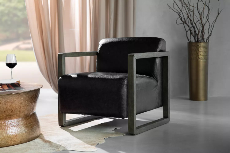 Baku Leather Armchair - Black Occasional Chairs - 1