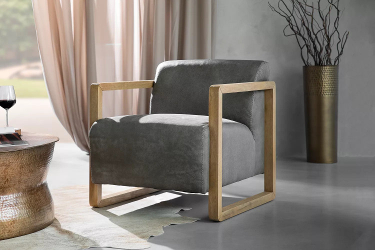 Baku Leather Armchair - Graphite Occasional Chairs - 1