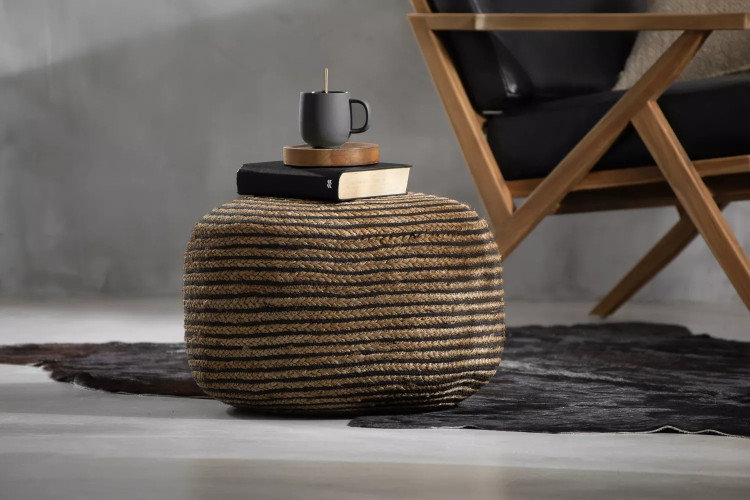 Zale Handmade Ottoman - Natural & Black Ottomans - 1