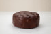 Amara Round Leather Ottoman - Chestnut Ottomans - 1