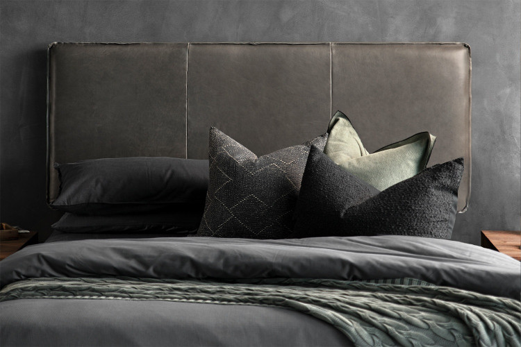 Matlock Leather Headboard - King - Charcoal King Headboards - 1