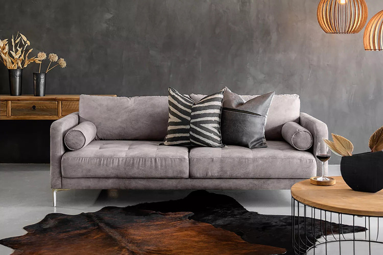 Hayden 3-Seater Couch - Stone 3 Seater Fabric Couches - 1