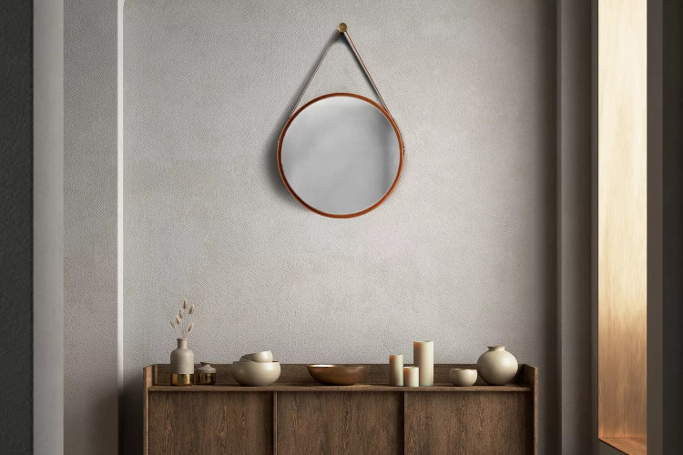 Nyla Leather Framed Mirror - Medium Mirrors - 1