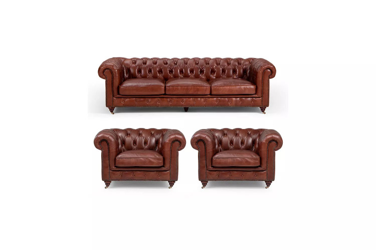 Jefferson Leather Lounge Suite - Brown Lounge Suites - 1