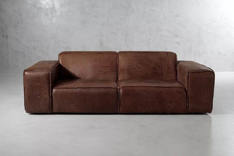 Jagger 3-Seater Leather Couch - Spice Leather Couches - 1