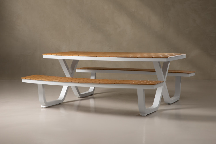 Sydney Patio Picnic Bench - White & Natural Home - 1