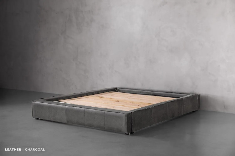 Demo - Kendrix Leather Bed Base - Queen - Charcoal Demo Clearance - 1