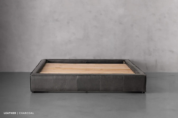 Demo - Kendrix Leather Bed Base - Queen - Charcoal Demo Clearance - 1