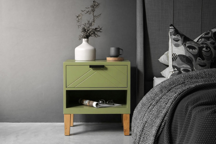 Nordik Bedside Table - Olive Pedestals and Bedside Tables - 1