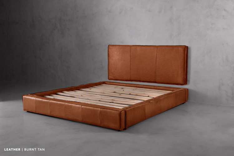Matlock Kendrix Leather Bed - King XL - Burnt Tan King Extra Length Beds - 1