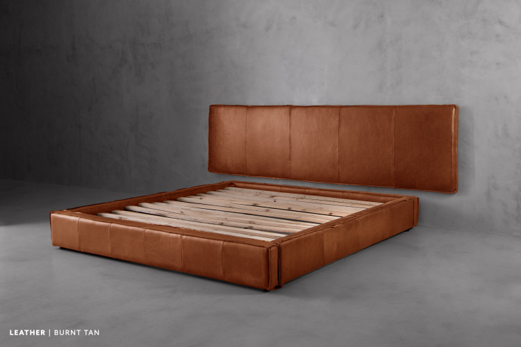 Matlock Kendrix Leather Bed - Grand King XL - Burnt Tan King Extra Length Beds - 1