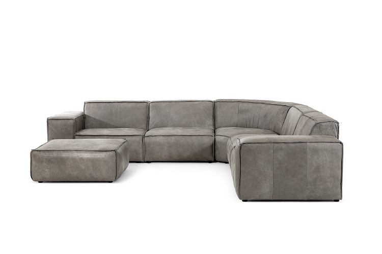 Jagger Leather Modular - Grand Corner Couch with Ottoman - Graphite Modular Couches - 1