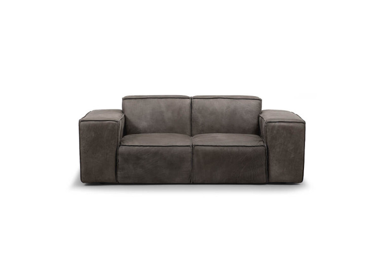 Demo - Jagger 2-Seater Leather Couch - Graphite Demo Clearance - 1