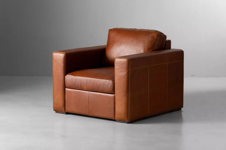 DEMO-Archer Leather Armchair-Burnt Tan Demo Clearance - 1