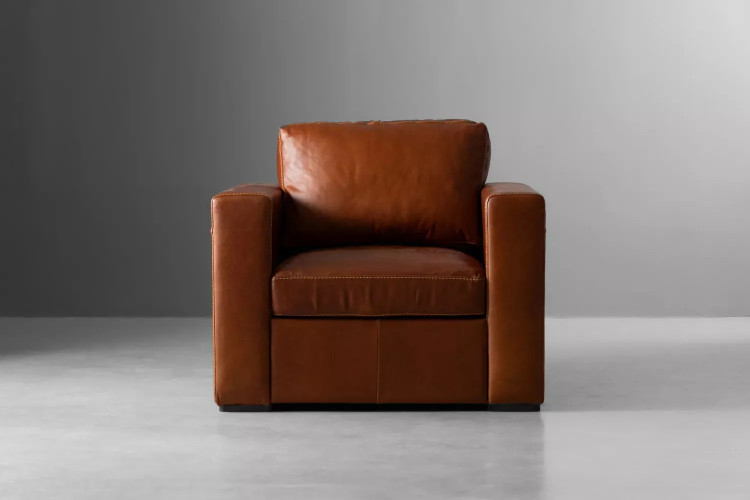 DEMO-Archer Leather Armchair-Burnt Tan Demo Clearance - 1