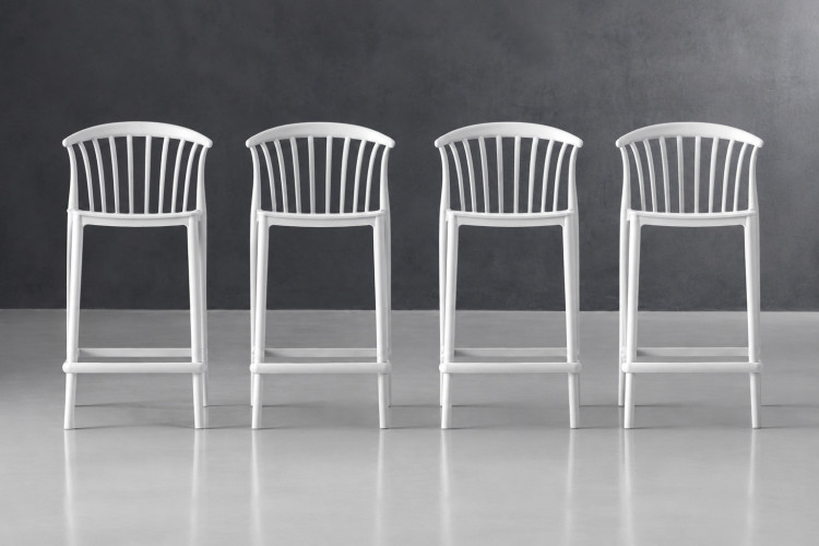 Demo - Kenzy Counter Bar Chair - Set of 5 - White Demo Clearance - 1