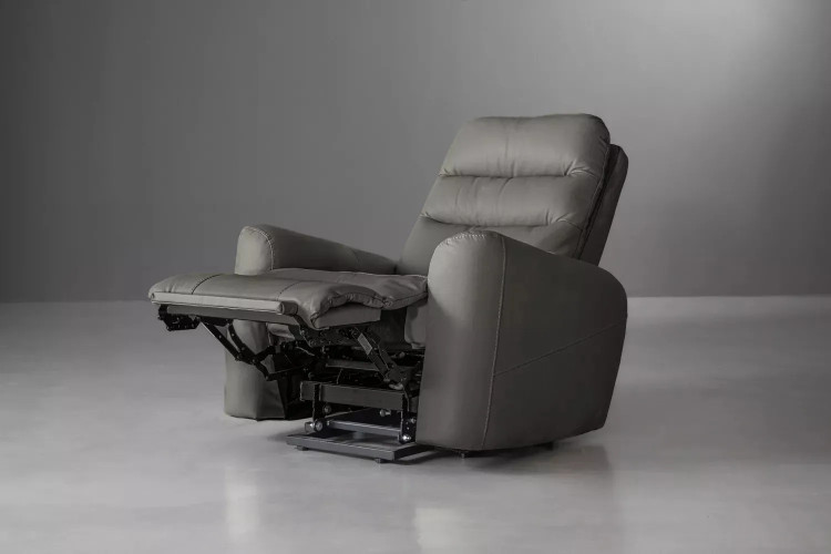 Demo - Prescott Leather Motion Recliner-Grey Demo Clearance - 1