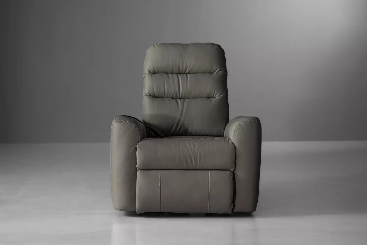 Demo - Prescott Leather Motion Recliner-Grey Demo Clearance - 1