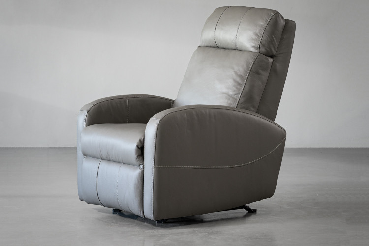 Demo - Benton Leather Rocker Recliner - Grey Demo Clearance - 1