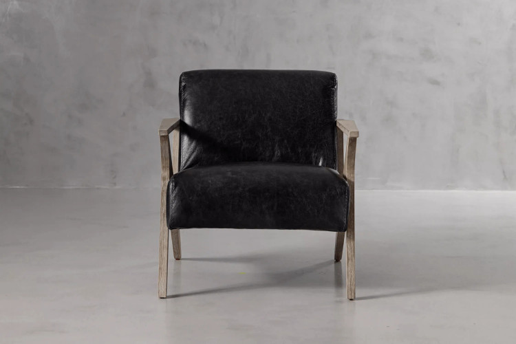 Demo - Melrose Leather Armchair - Black Demo Clearance - 1