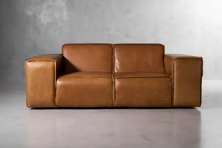 Demo - Jagger 2-Seater Leather Couch - Desert Tan Demo Clearance - 2