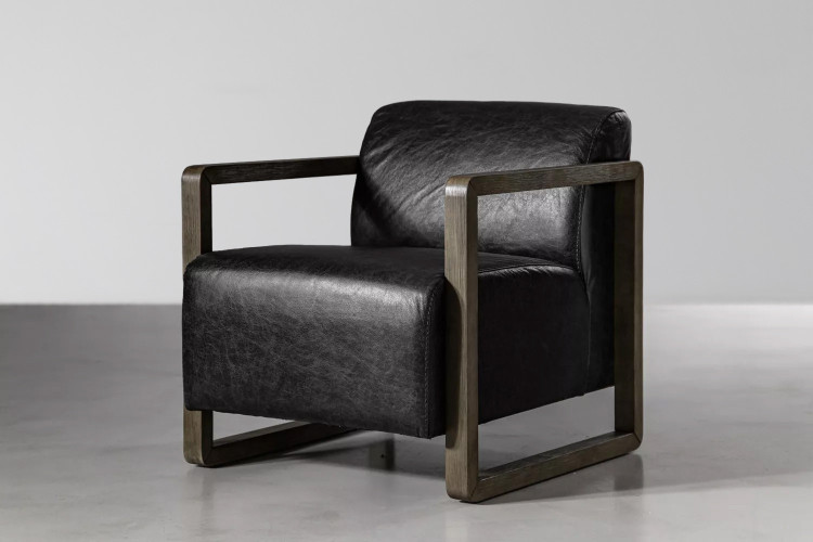 Demo - Baku Leather Armchair - Vintage Black Demo Clearance - 1