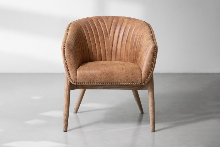 Demo - Lennon Leather Dining Chair - Tan Demo Clearance - 1