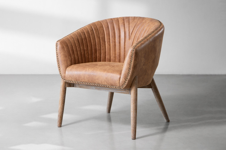 Demo - Lennon Leather Dining Chair - Tan Demo Clearance - 1