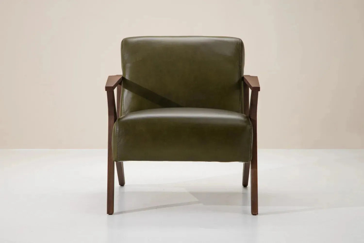 DEMO-Melrose Armchair-Leather-Olive Demo Clearance - 1