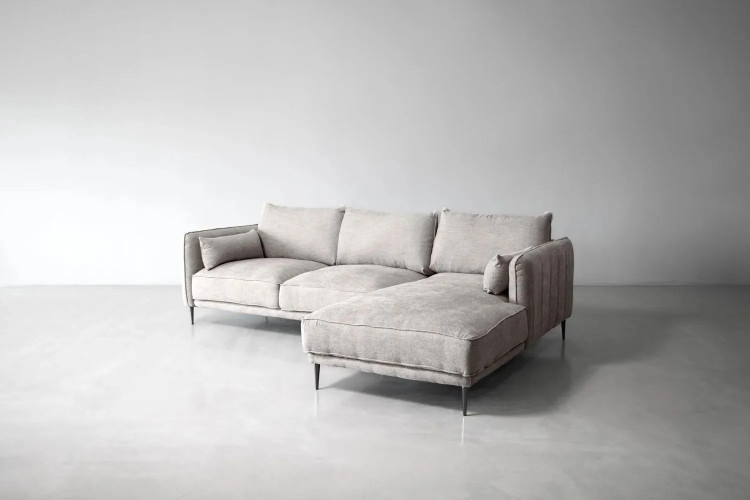 Demo - Ottavia L-Shape Couch - Stone Demo Clearance - 1