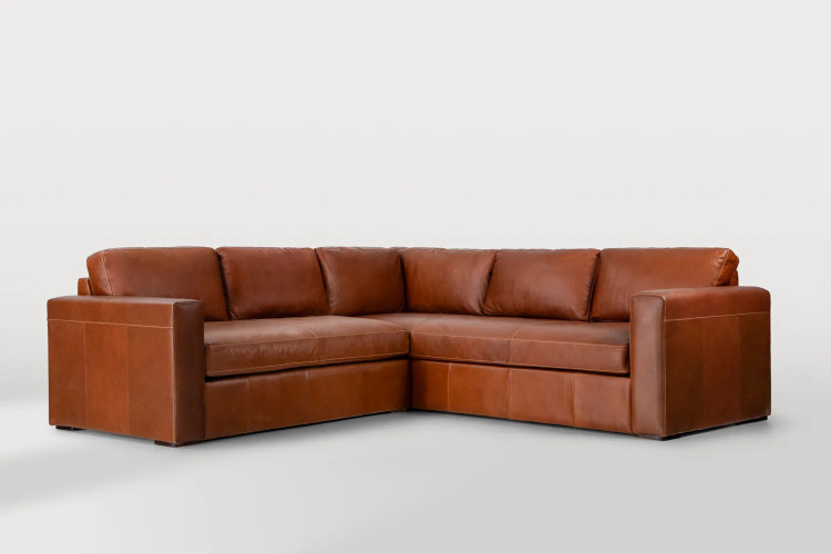 Demo - Archer Leather Corner Couch - Burnt Tan Demo Clearance - 1