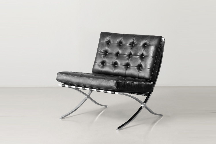 Demo - Replica Barcelona Leather Lounge Chair - Black Demo Clearance - 1