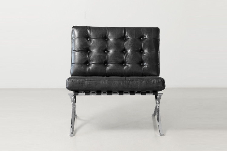 Demo - Replica Barcelona Leather Lounge Chair - Black Demo Clearance - 1