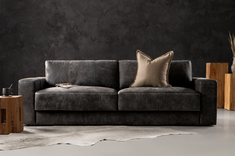 Radcliffe 4 Seater Leather Couch - Onyx Home - 1