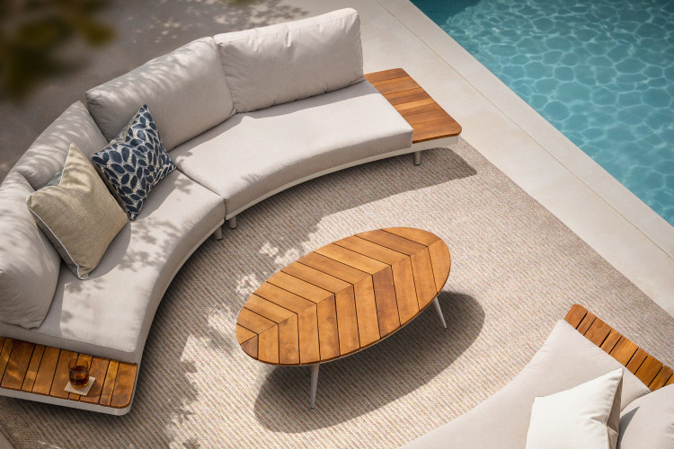 Barbados C-Shape Patio Lounge Set with Coffee Table Corner Patio Lounge Set - 1